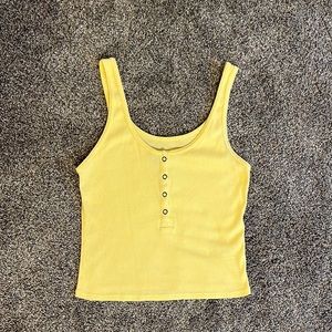 WILD FABLE Yellow Half Button Down Tank Top